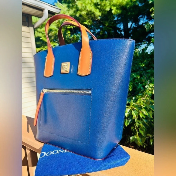 Dooney & Bourke Darla Shopping Bag Marina Blue Leather Tote Nwt